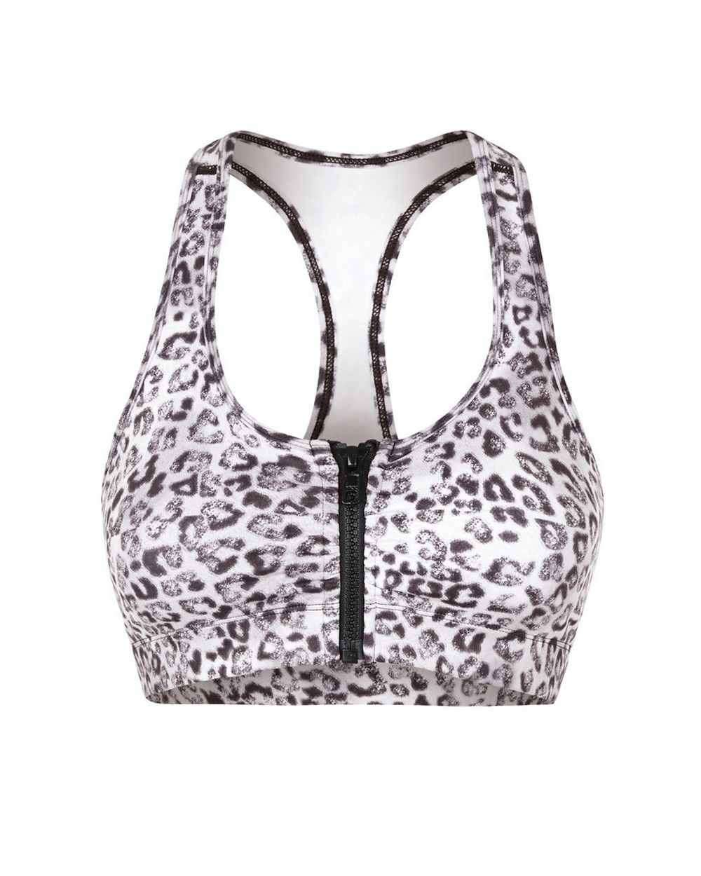 Lori - Leopard - Zippered Sports Bra